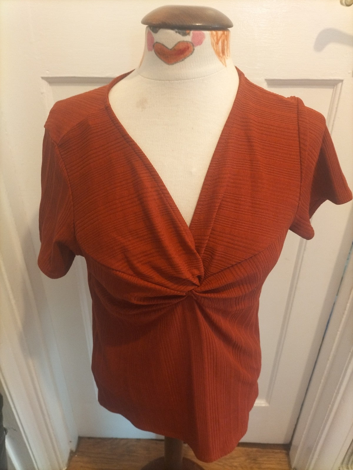 Ladies George Size 14 Brown Short Sleeved Tshirt