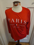 Ladies Shein Medium Red Paris Long Sleeve Blouse