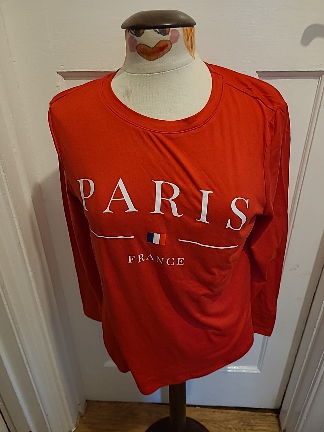 Ladies Shein Medium Red Paris Long Sleeve Blouse