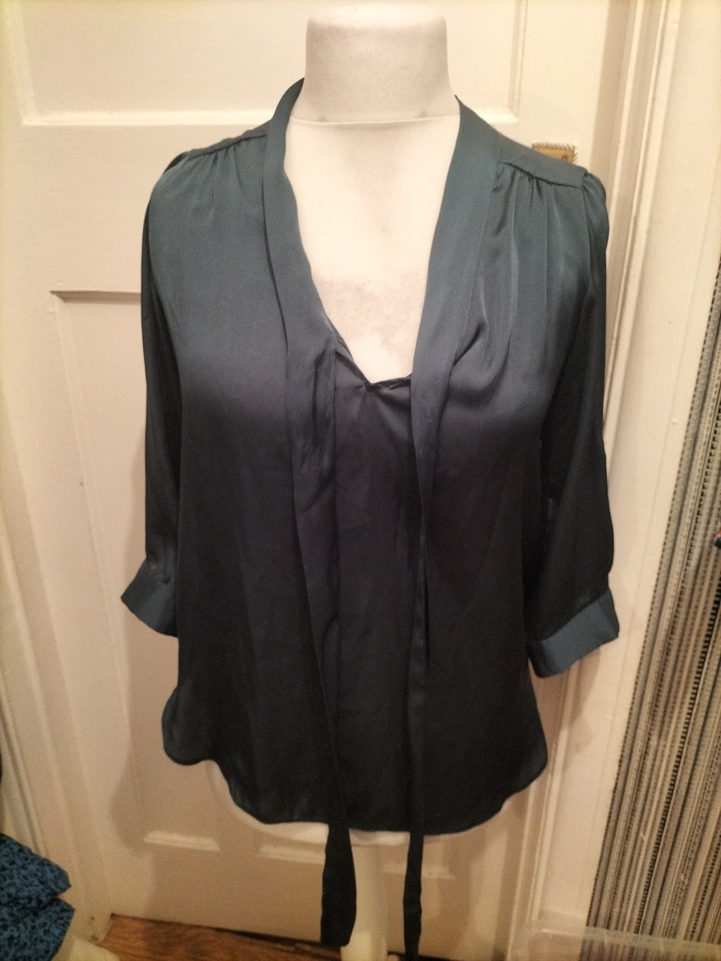 Dorothy Perkins 12 Dark Green Long Sleeved Blouse