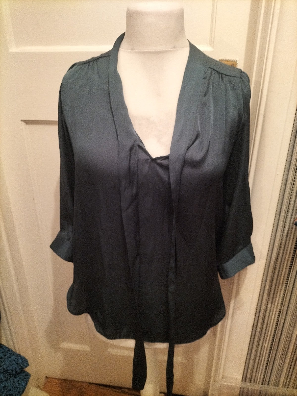 Dorothy Perkins 12 Dark Green Long Sleeved Blouse