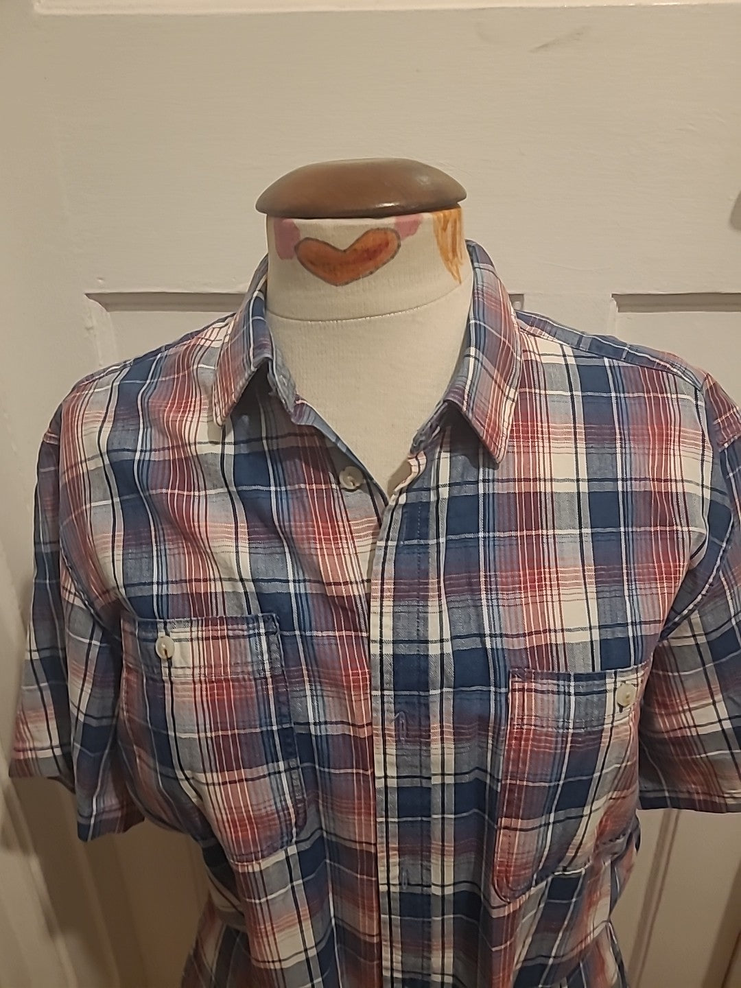 Mens Lincoln Size M Multicoloured Check Short Sleeved Shirt