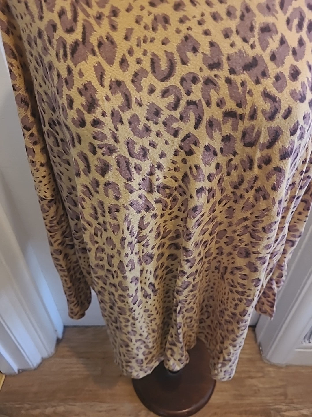Ladies Destella Size For All Beige Leopard Print Long Sleeve Blouse
