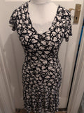 Next 6 Black And White Short Sleeve Fit And Flare Dress