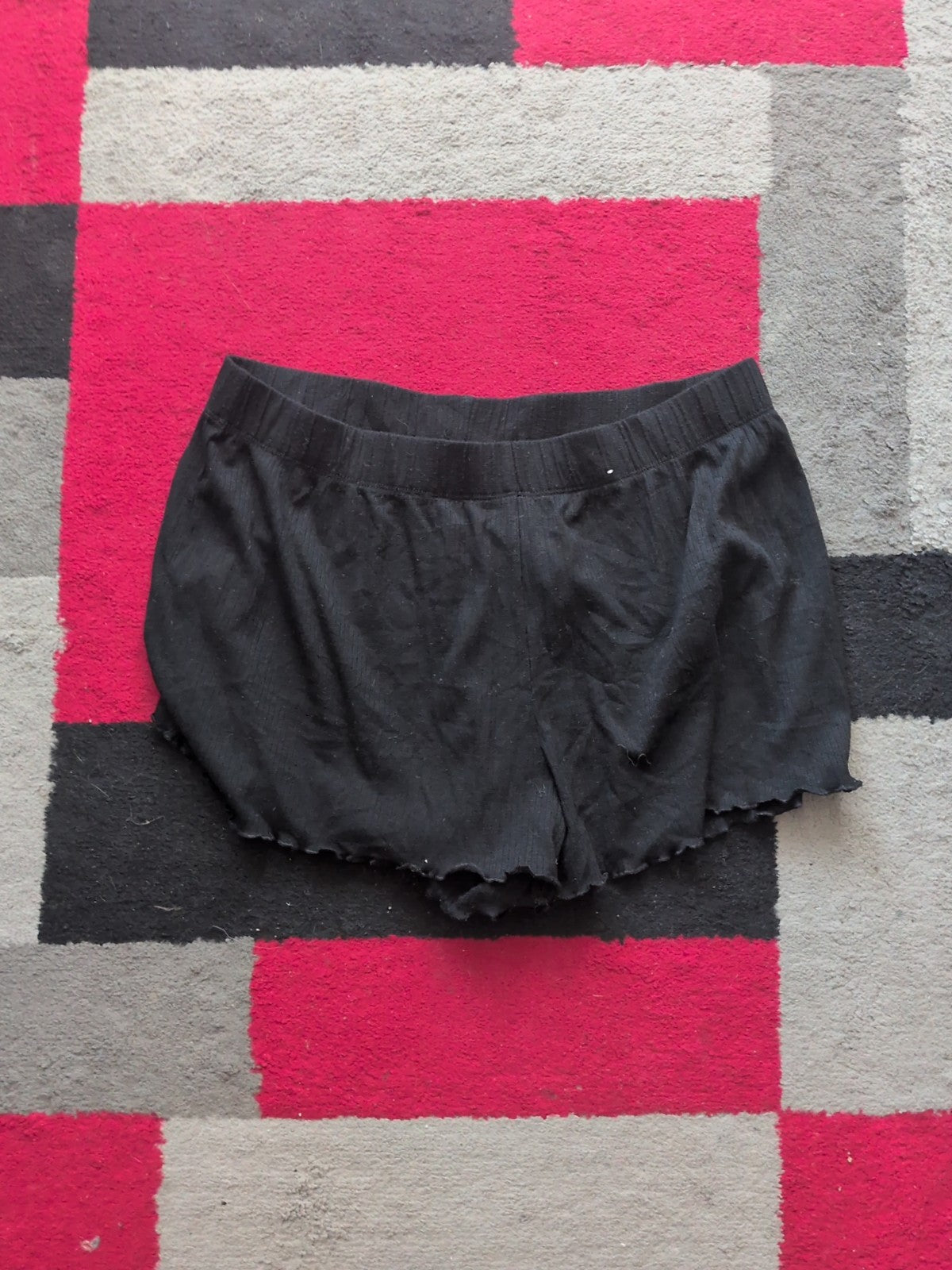Primark 12-14 Black Flowy Hem Elasticated Shorts Pyjama