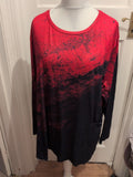 4XL Hot Pink And Navy Long Sleeve Blouse