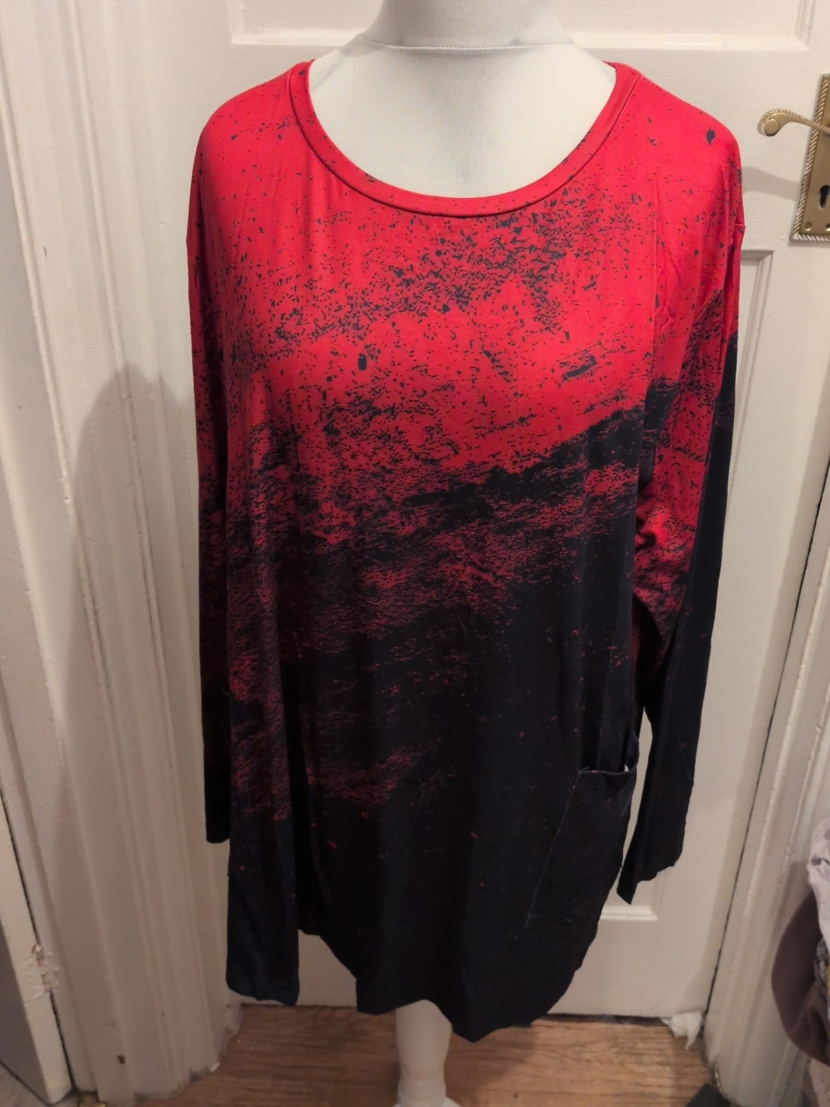4XL Hot Pink And Navy Long Sleeve Blouse