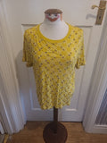 Ladies Per Una Size 10 Yellow/White/Black Short Sleeved Tshirt