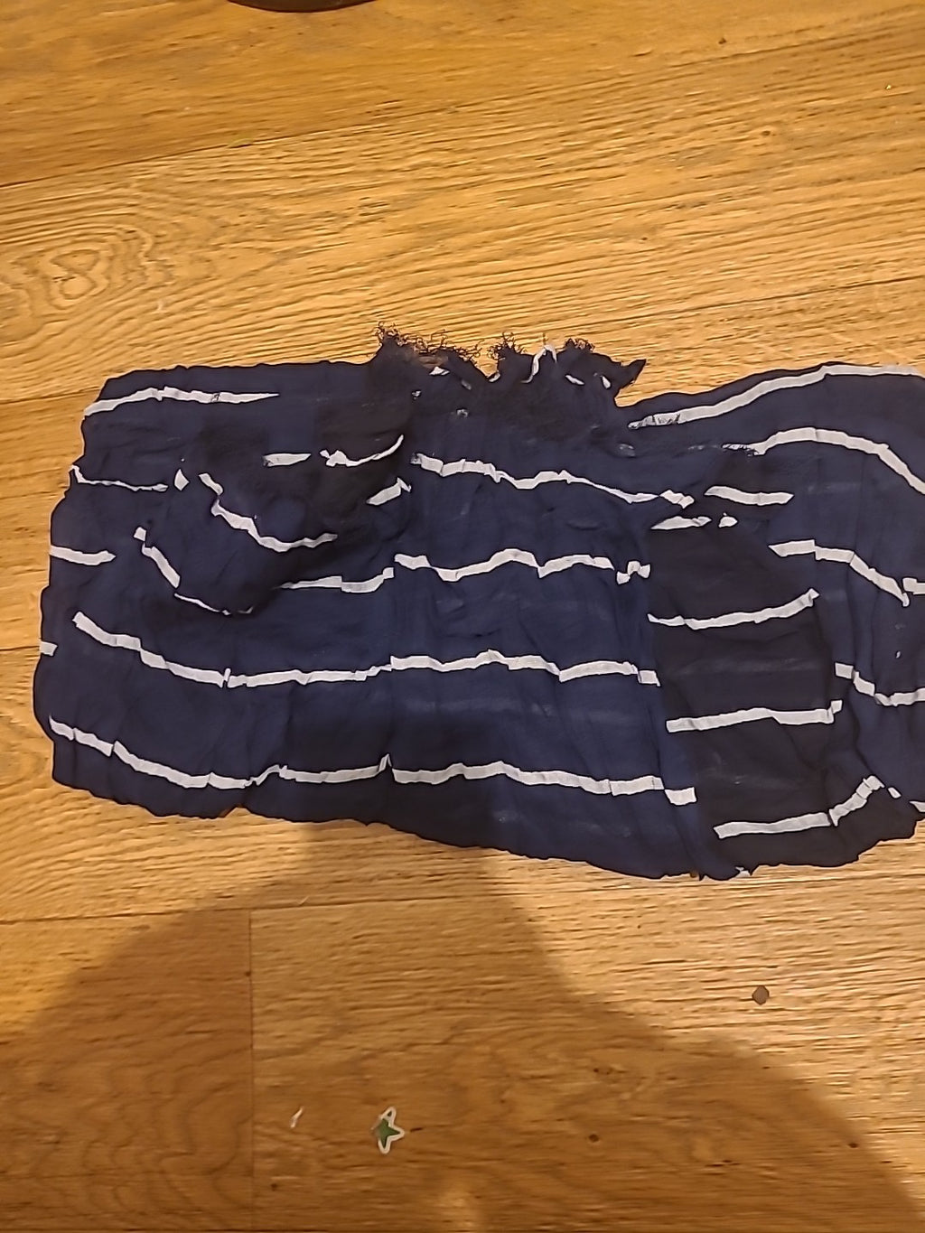 Ladies Navy And White Striped Very Large Scarf