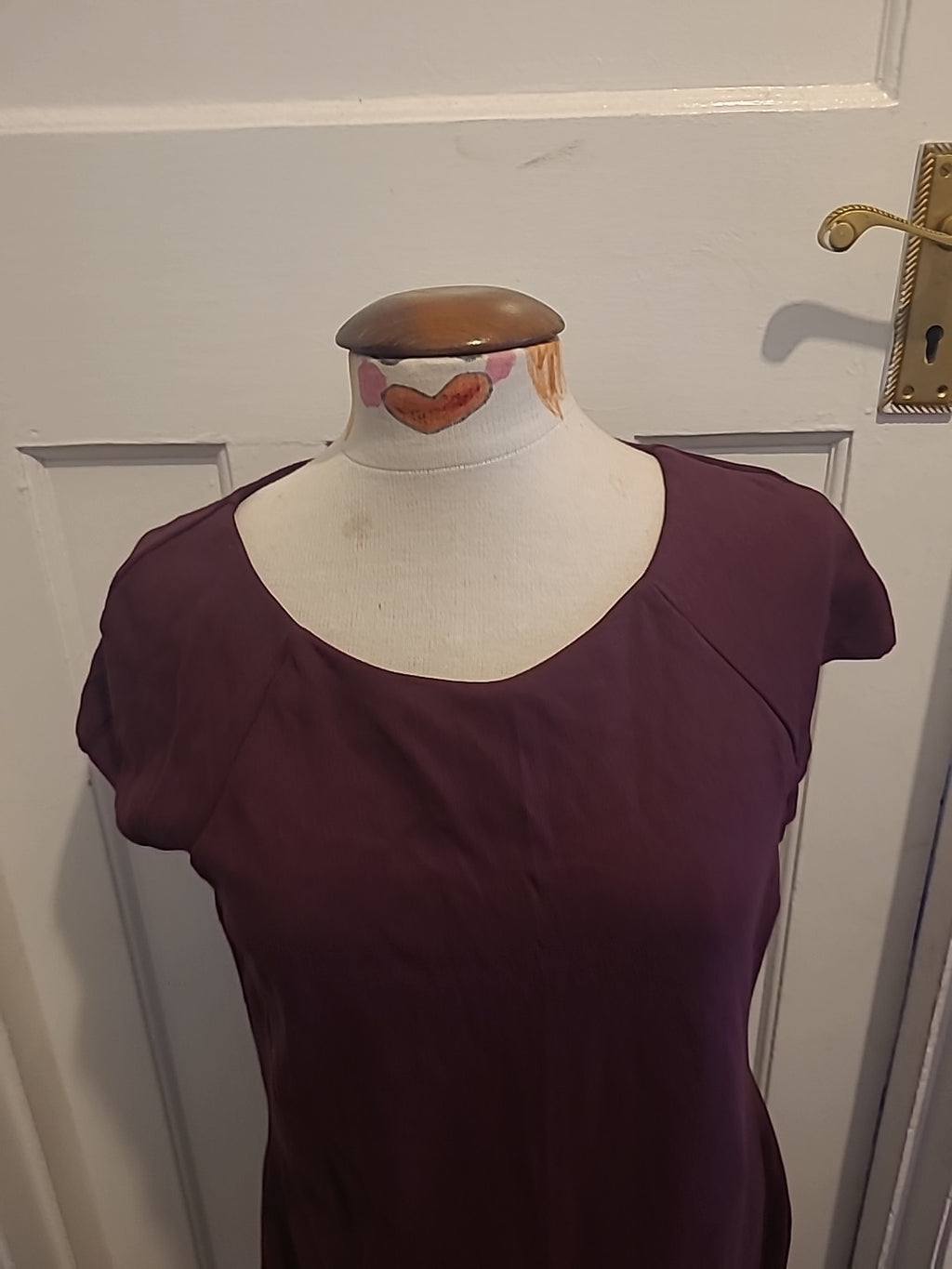 Ladies Marks And Spencer Size 16 Burgundy Cap Sleeved Dress