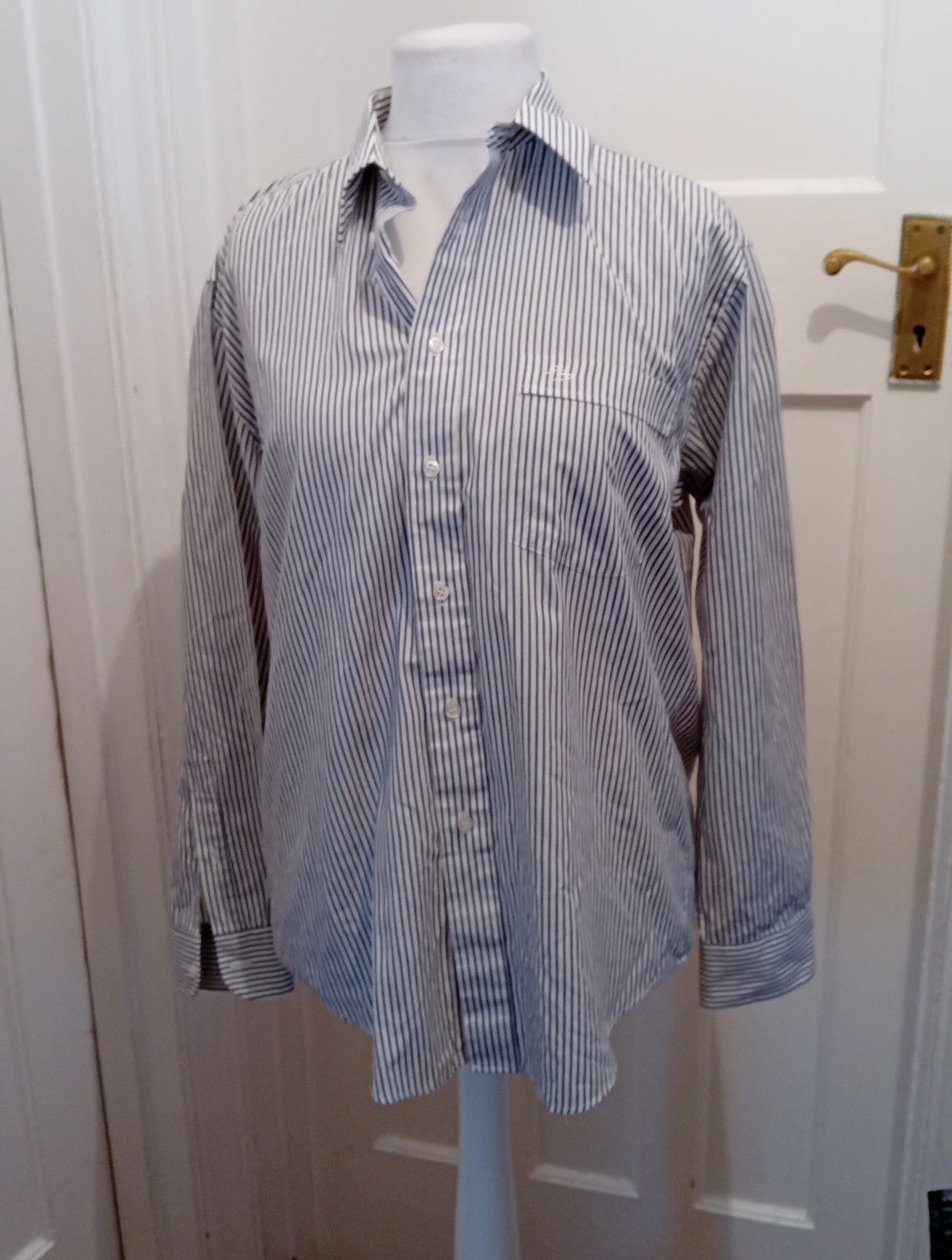 Mens Pierre Balmain Size 15.5 Navy And White Long Sleeved Shirt