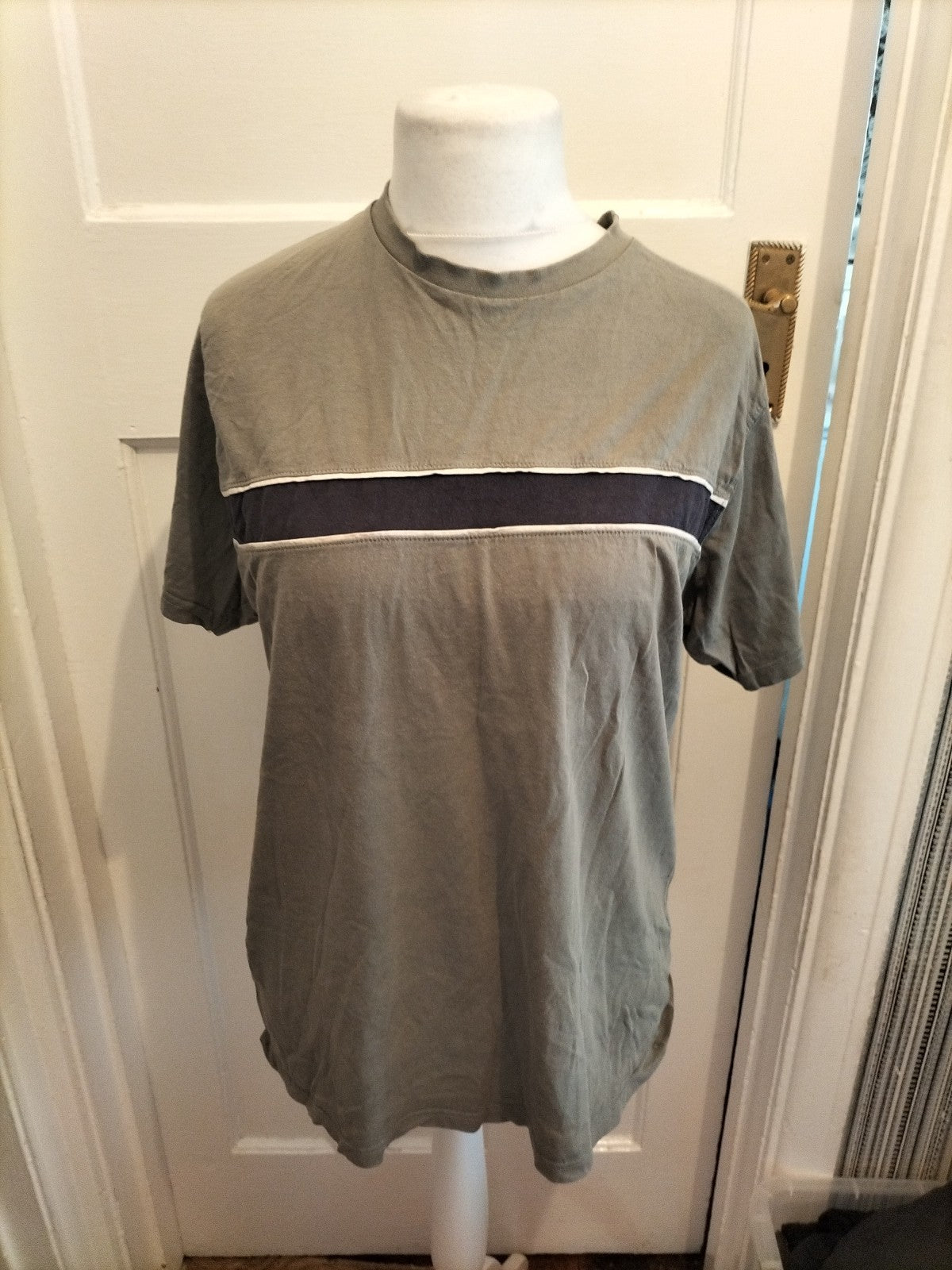 Mens James Pringle Size Medium Cotton Green And Navy Short Sleeve T-shirt