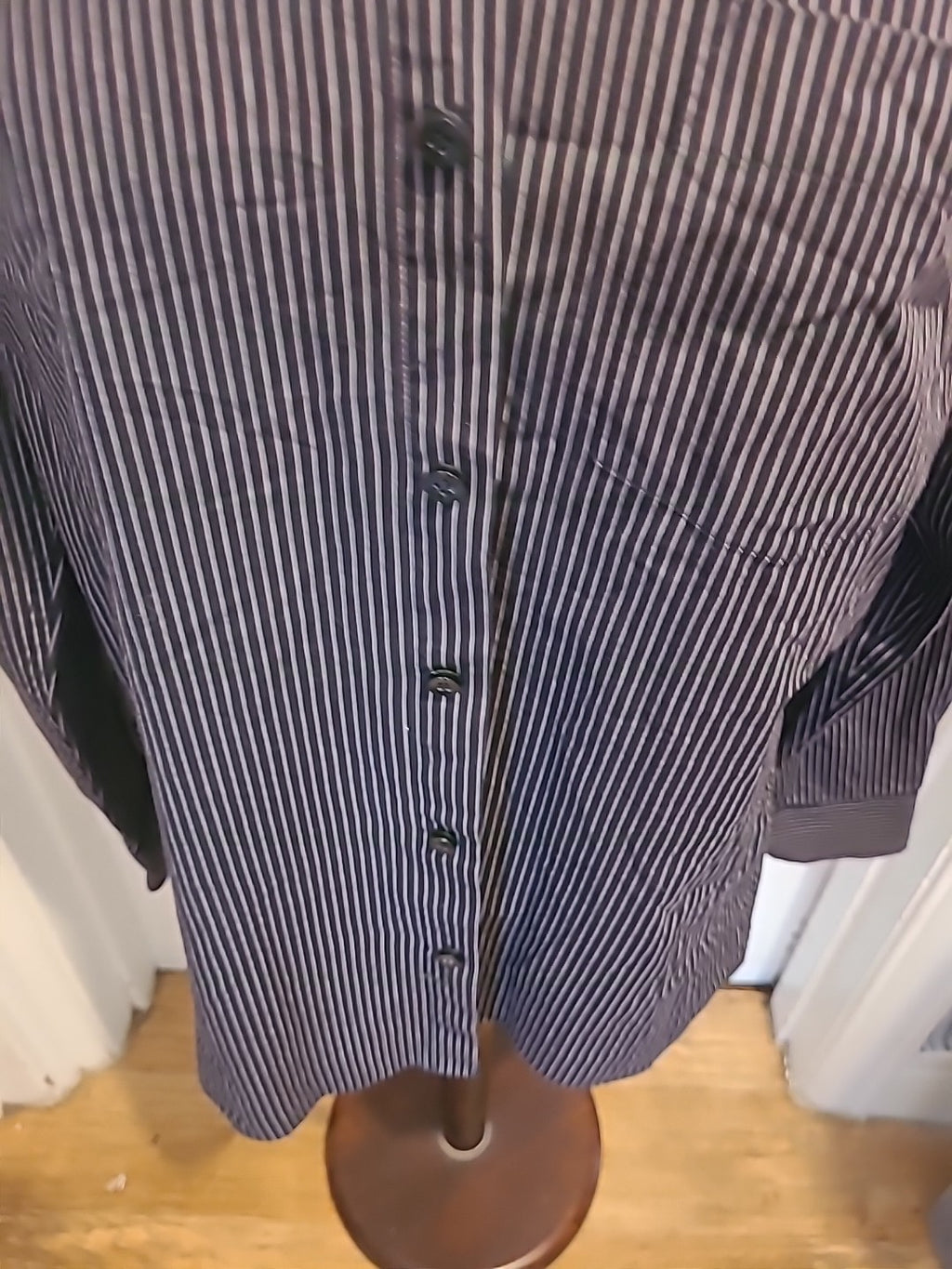 Mens Tu Size 14.5" Black Purple Thin Striped