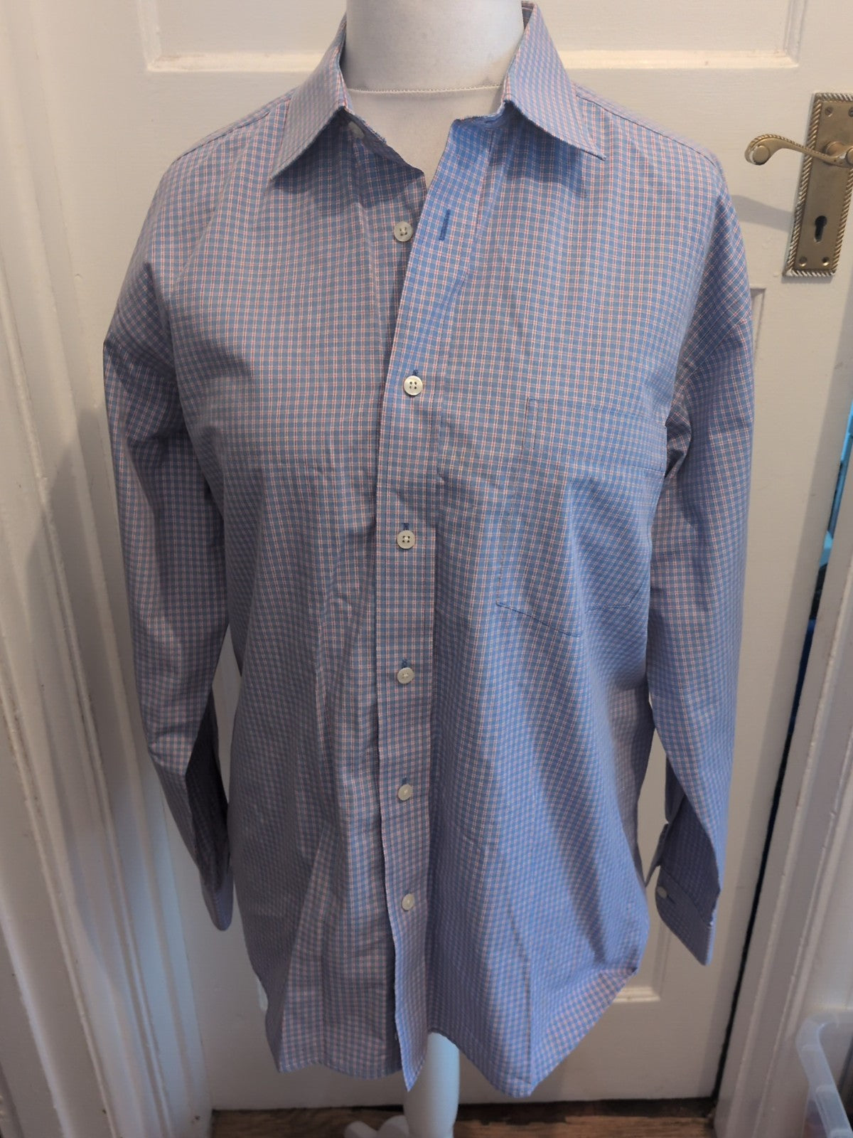 Van Heusen 16" Red And Blue Check Long Sleeve Shirt