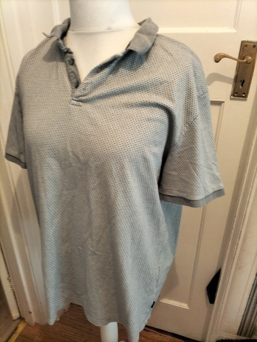 Next 2xl Grey And White Patterned Short Sleeved Shirt