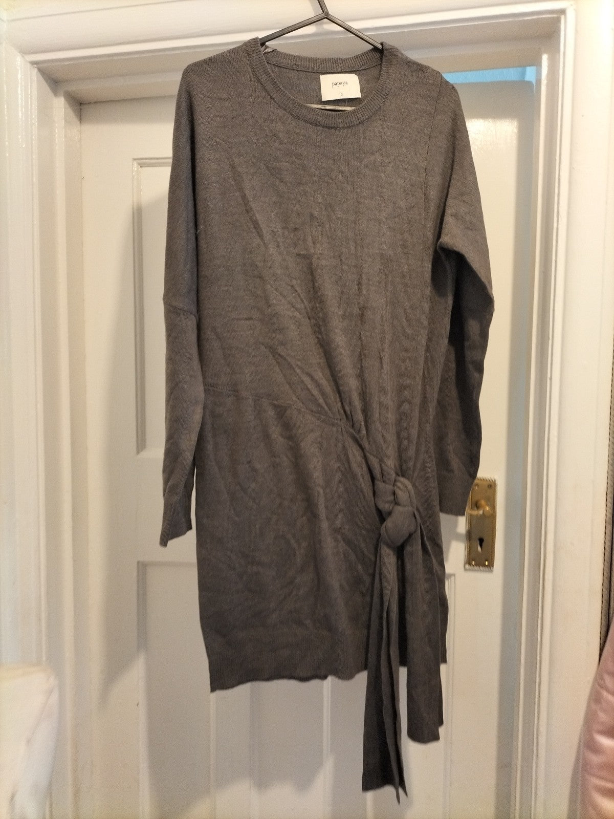 Ladies Papaya Size 10 Grey Long Sleeved Lightweight Jumper Dress