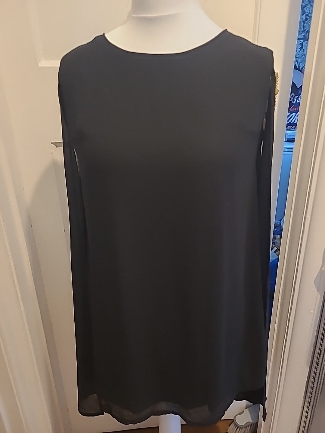Ladies Missguided Size 12 Black Sleeveless Sheer Dress