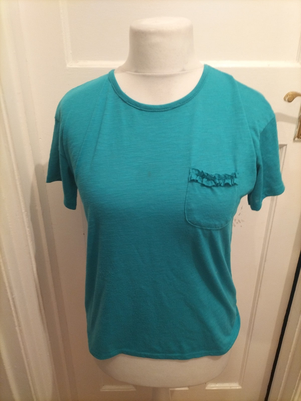 Ladies Matalan Size 8-10 Teal Pyjama Top Small Mark On Front