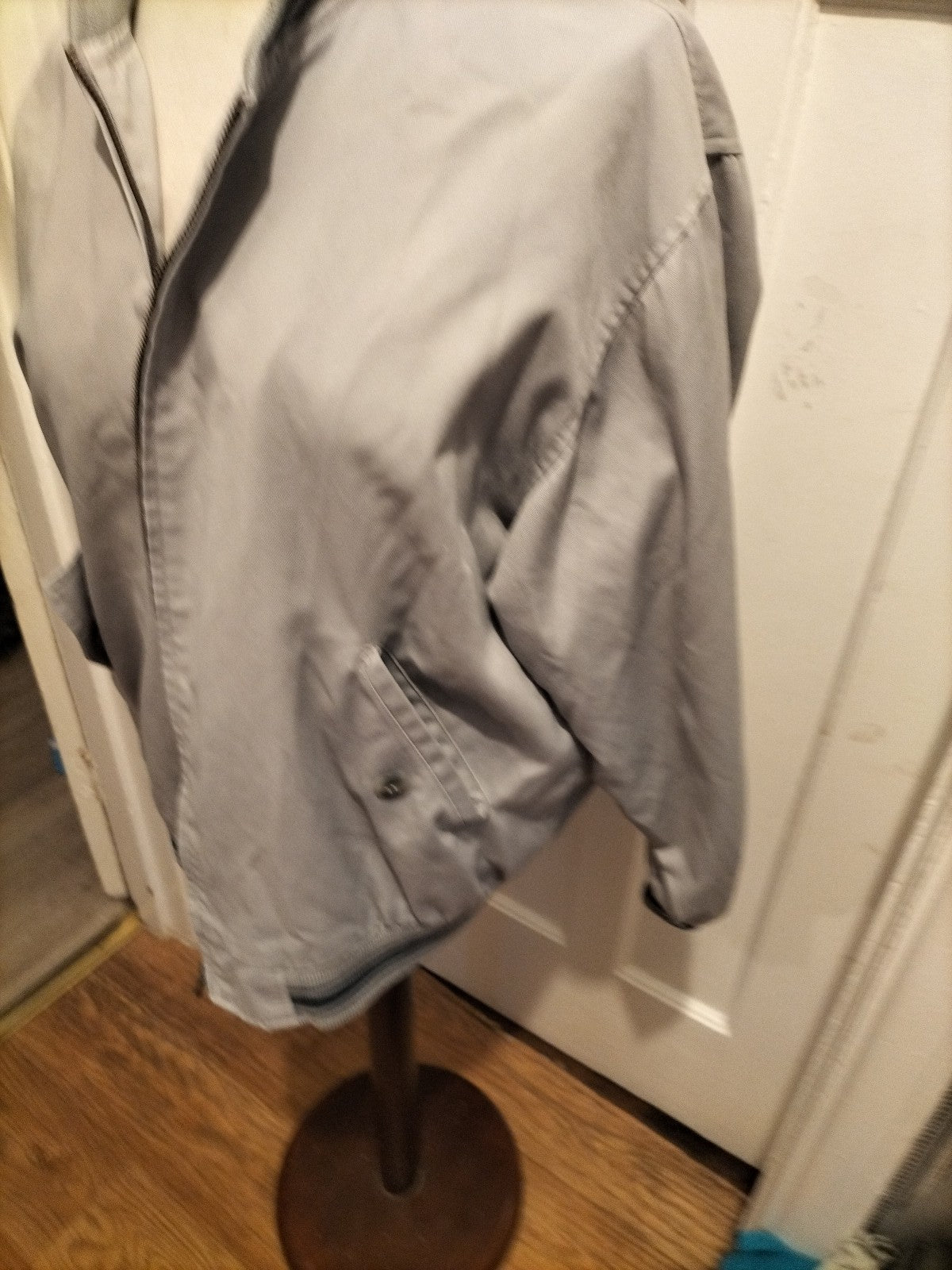 Mens Aviator Size Small Grey Pink Lined Long Sleeve Zipper Jacket