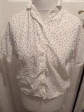 H&M 12-14 Years White Floral Short Sleeve Buttoned Top
