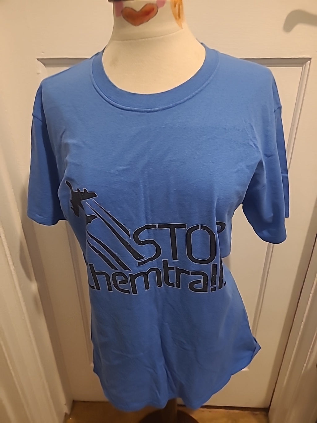 Mens Hanes Size Large Blue Print Short Sleeved Tshirt