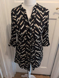 Apricot 12 Black With Patterning Buttoned 3/4 Sleeve Blouse
