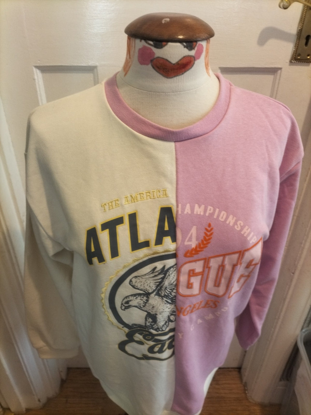 Girls Primark 13-14 Years Pink White American Football Jumper