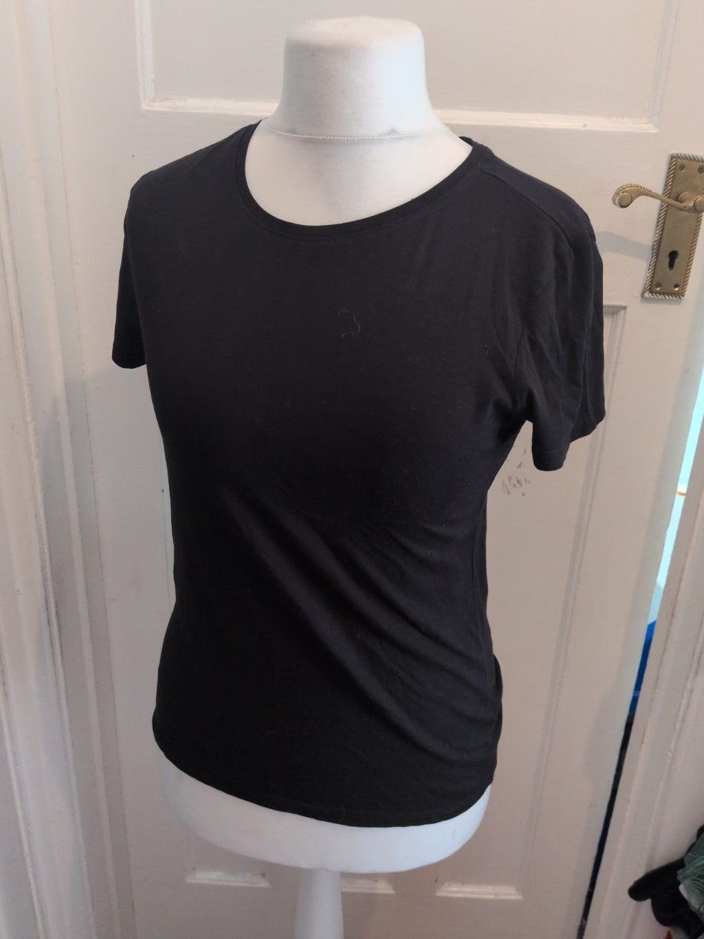 Primark Medium 12/14 Stretch Crew Black T-shirt