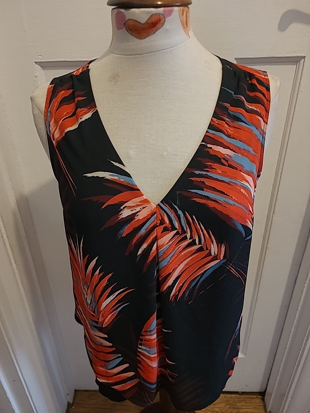 Ladies Next Size 10 Red/Black Sleeveless Blouse