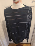 Mens Petroleum Size 2XL Navy Striped Pullover Jumper
