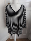 Ladies Tu Size 20 Black And white Striped Half Sleeve Blouse