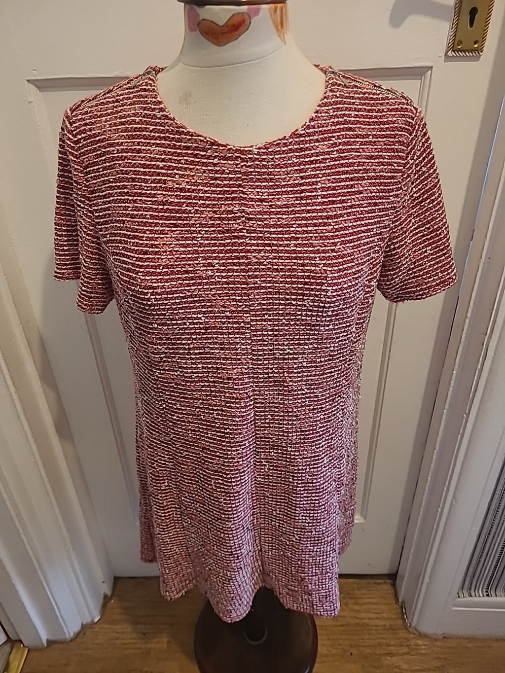 Ladies Warehouse Size 16 Red White Fleck Short Sleeved Tshirt