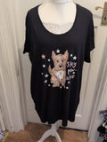 Yours 26-28 Black Print Dog Short Sleeve Pyjama Dress Top