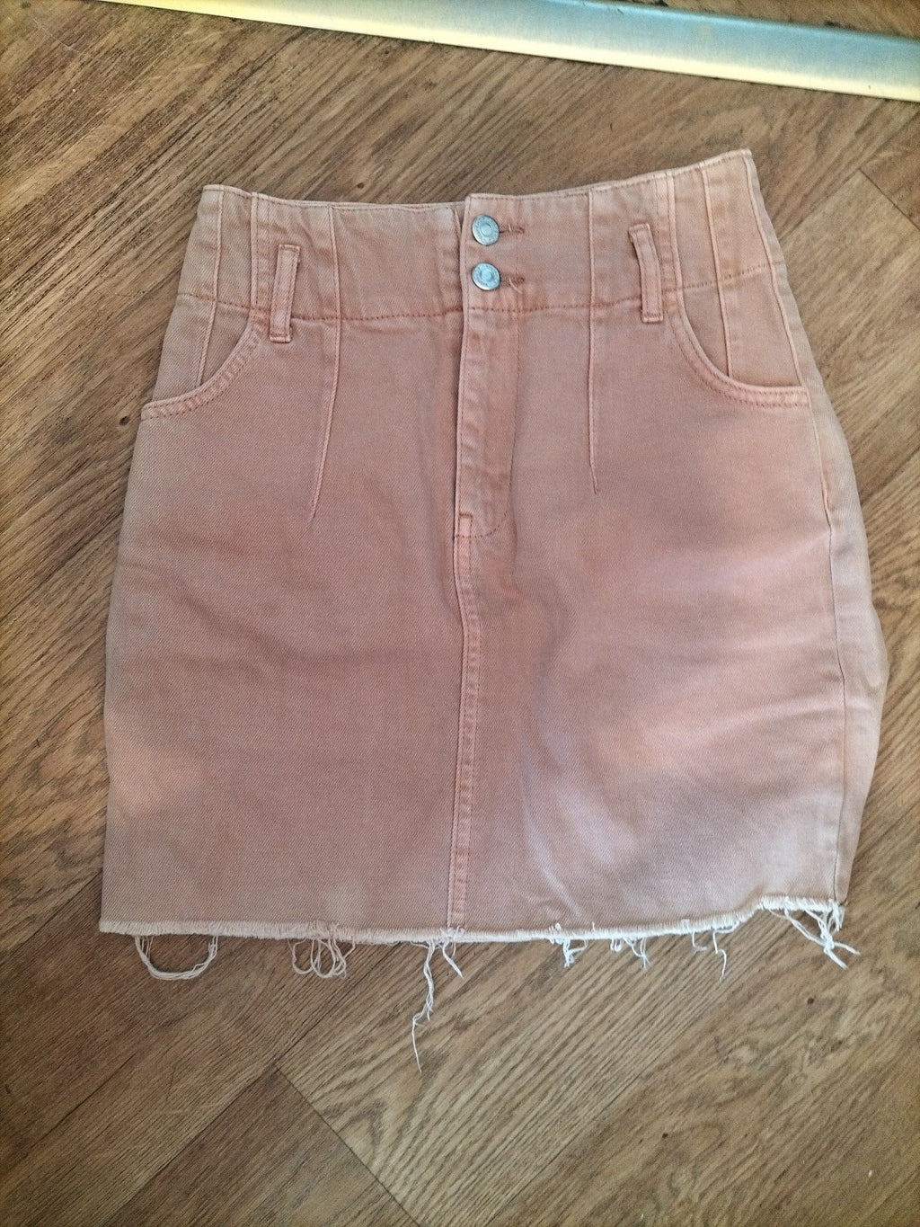 Topshop 6 Pink Denim Straight Skirt