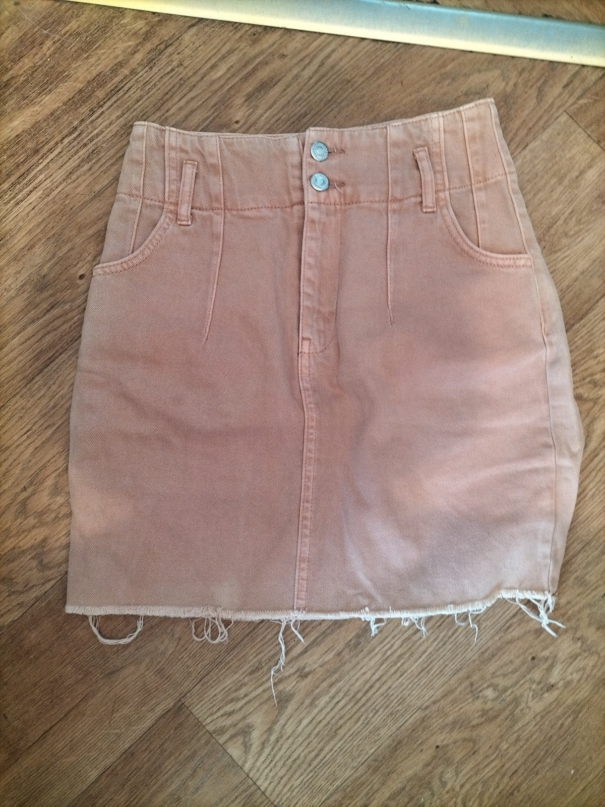 Topshop 6 Pink Denim Straight Skirt