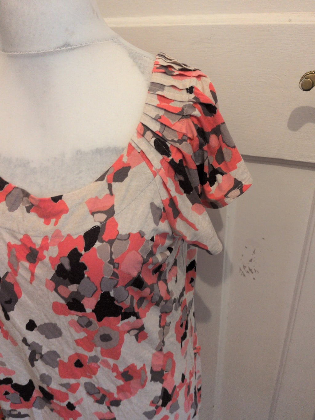 Marks And Spencer 16 Pink/Black/Natural Short Sleeve Blouse