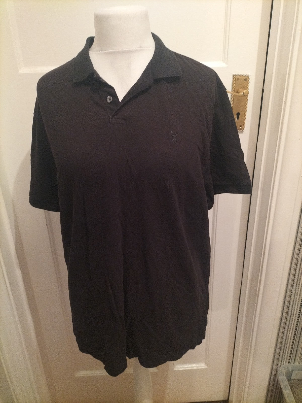 Mens Next Size XL Black Slim Fit Short Sleeved Polo