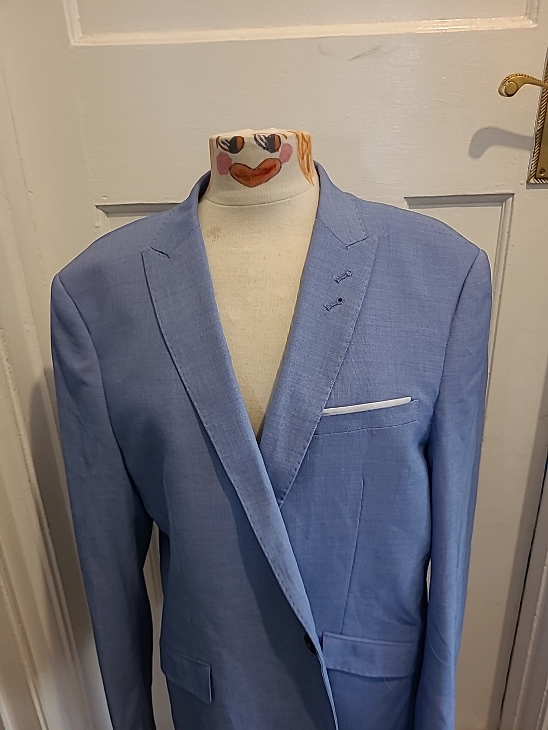 Mens Primark Size 46R Slim Fit Blue Lined Padded Blazer