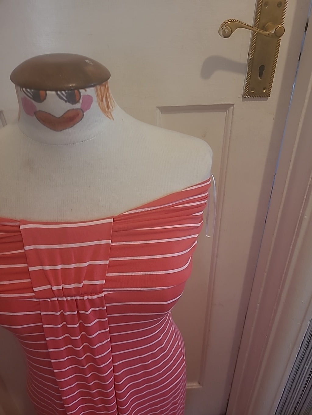 Ladies Miso Size 10 Pink And White Stripe Boobtube Dress