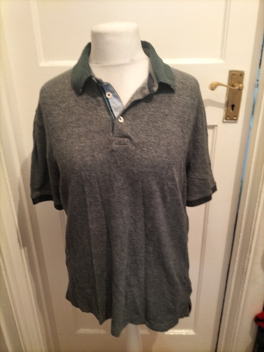 Mens Blue Harbour Size XL Tailored Fit Green Fleck Short Sleeve Polo