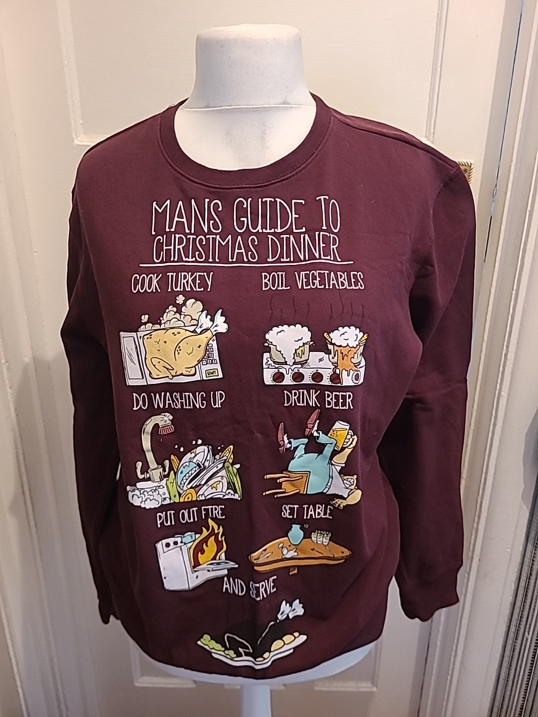 Mens New Look Size L Deep Purple Christmas Dinner Jumper