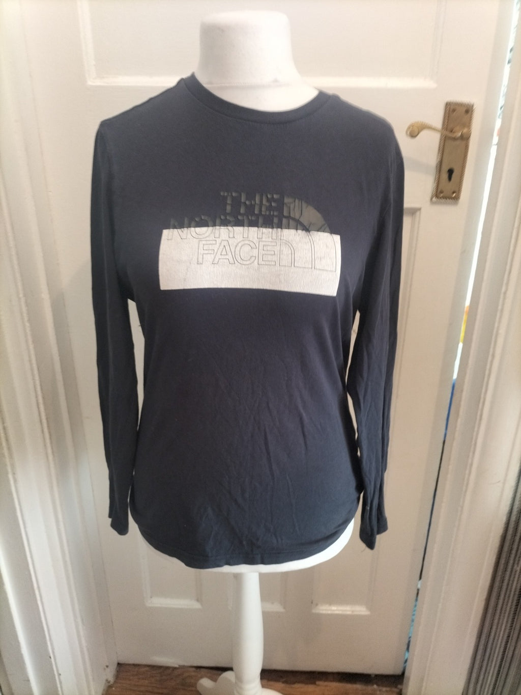 The North Face Small Navy Print Long Sleeve T-shirt