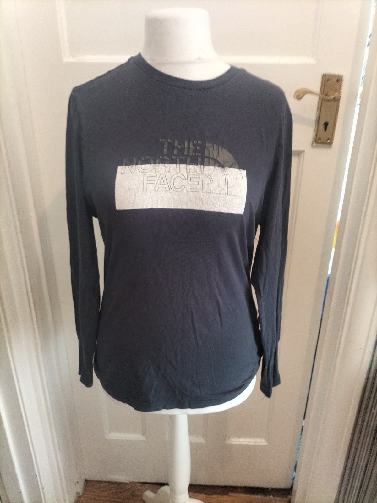 The North Face Small Navy Print Long Sleeve T-shirt