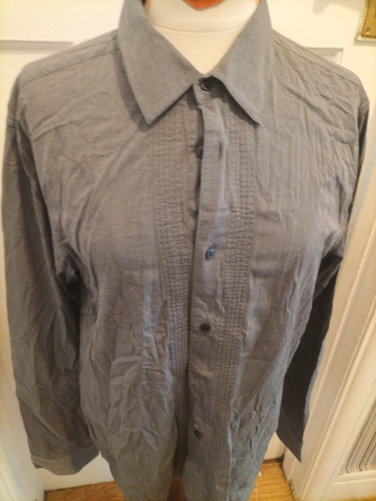 Mens Gap Size 16-16.5" Grey Slim Fit Long Sleeved Shirt