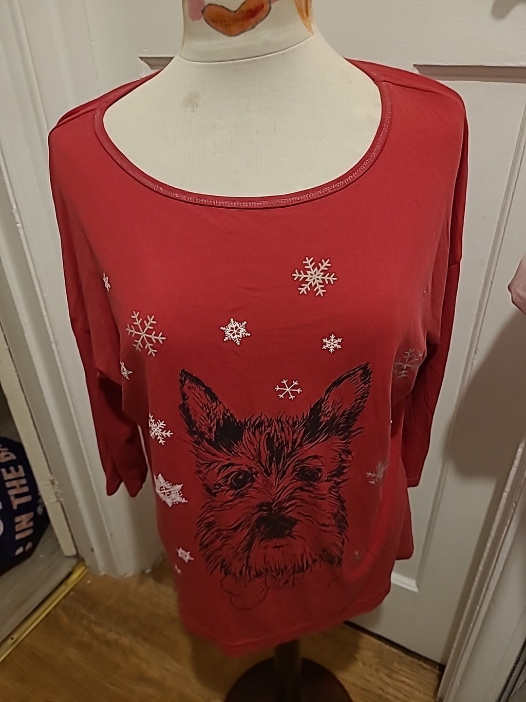 Ladies Bonmarche Size 16-18 Red "Dog" Pyjama Top