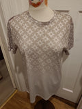 Mens Peacocks Size Medium 2 Tone Beige Short Sleeved Patterned Tshirt