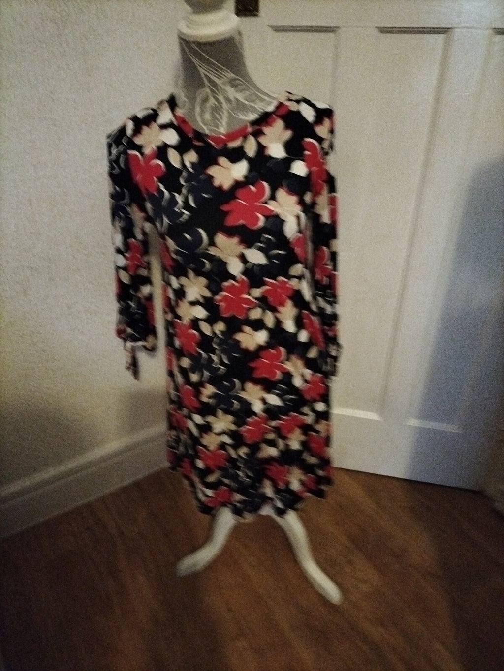 Ladies Debenhams Size 10 Black/Pink Floral Dress
