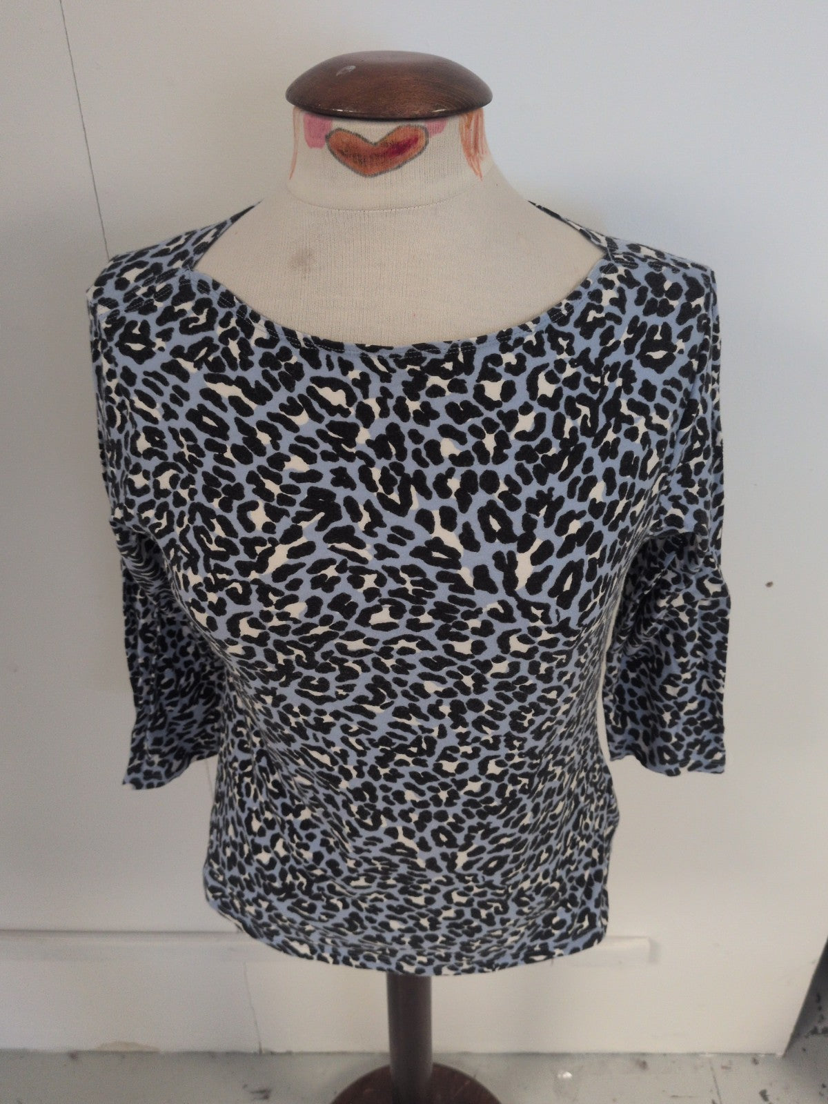 Marks And Spencer 14 Blue Leopard Print Long Sleeve Top