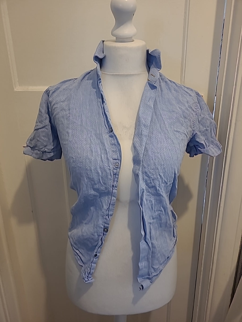 Mens Next Size XS Blue Patterned Short Sleeve Shirt Reg Fit