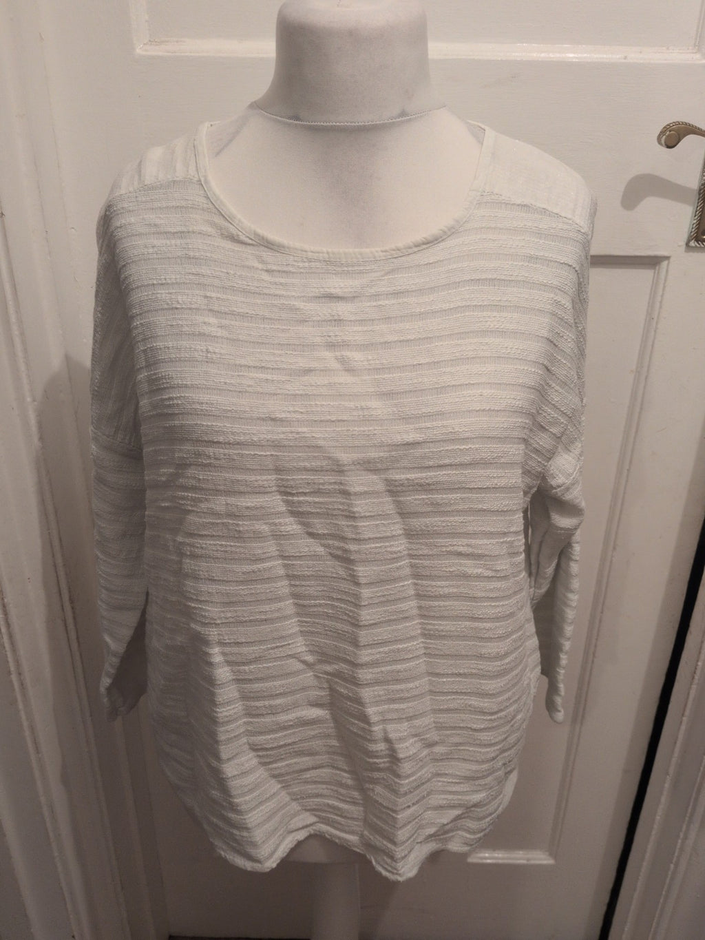 Ladies First Avenue Size M/L White Sequin Shoulder Long Sleeve Blouse